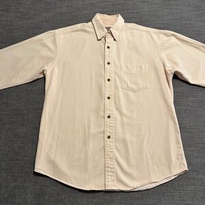 High Sierra Button Down Shirt Mens Medium Tan Cotton Canvas Long Sleeve